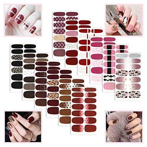 12 Sheets Nail Polish Strips Pure Color Nails Stickers Decal Full Nail Wraps Street Adhesive False Nail Design Manicure Set with 1Pc Nail Buffers Files for Women Girls