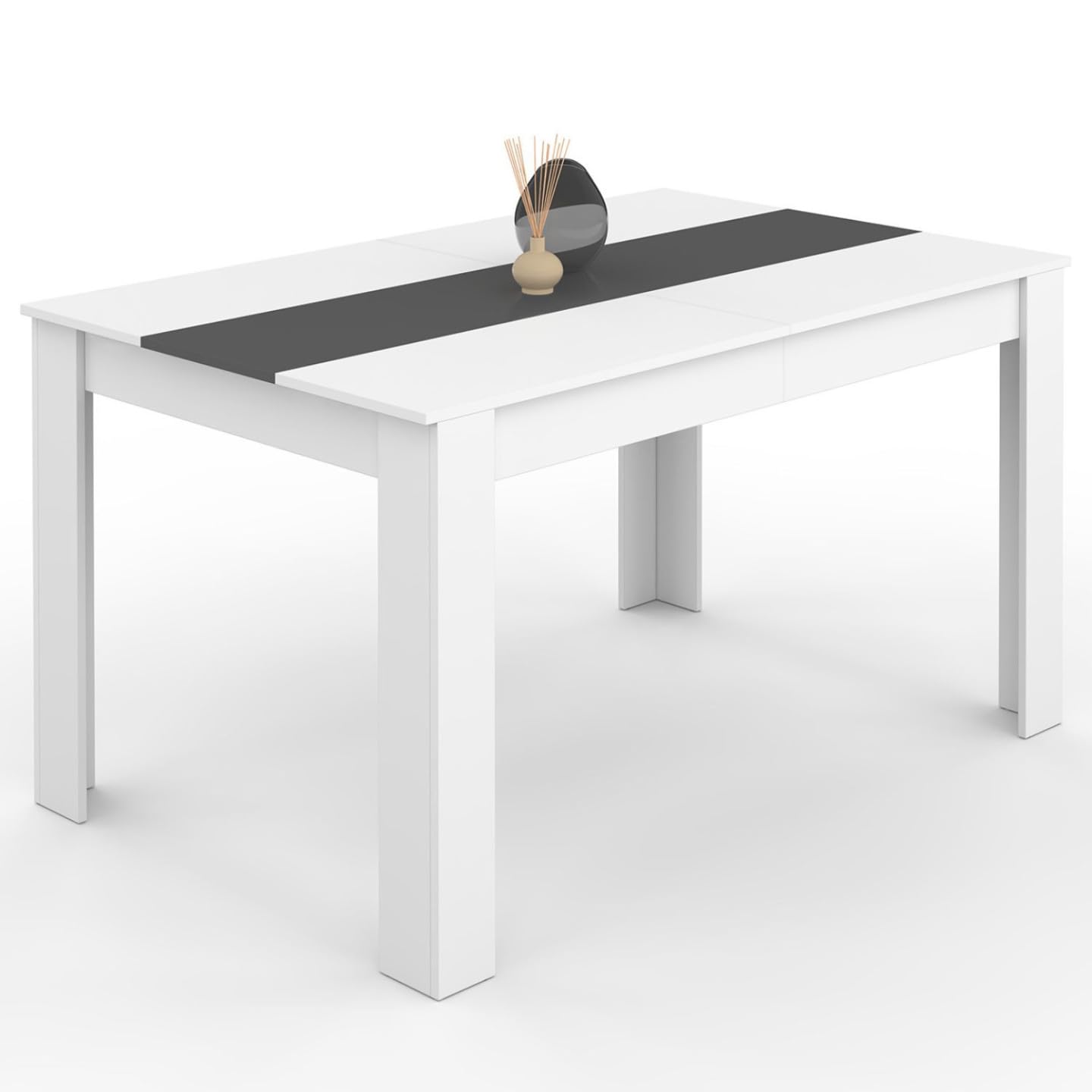 IDMarket - GEORGIA Tavolo da pranzo rettangolare per 6 persone bianco e grigio 140 x 80 cm