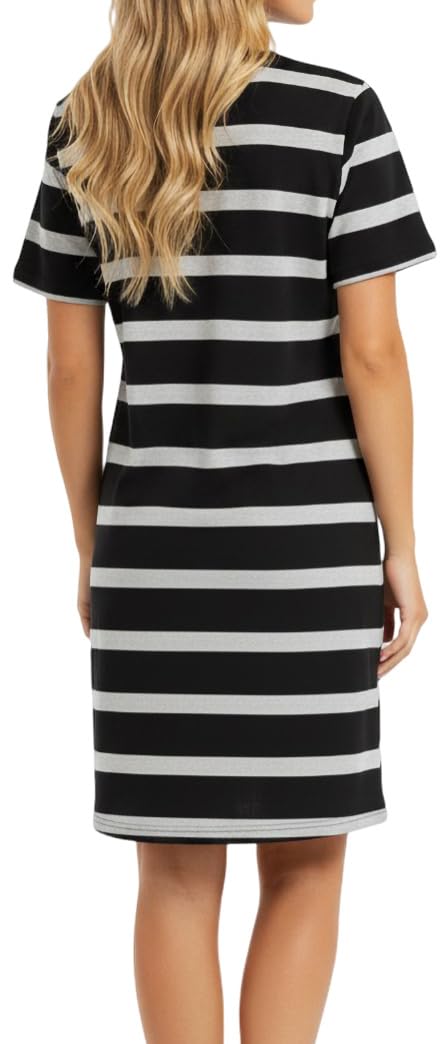 In One Clothing Mädchen Nachthemd aus 100% Baumwolle mit halbem Arm - Stripes