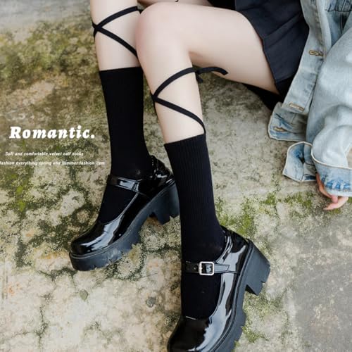 Ruffle Socks for Women Cute Fun Frilly Crew Socks Casual Cotton Novelty Girls Dress Jean Skirt Calf Sock 2Packs3