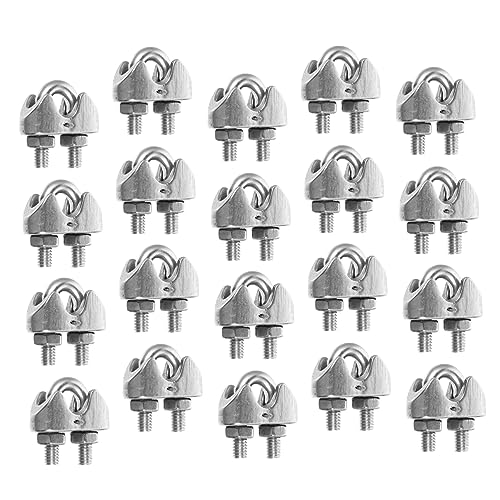 CIYODO 20pcs Chuck Wire Rope Clips Wire Ropes Supplies Cable Wire Clips Cable Bolts Cable Cord Clips Saddle Clamp Hardwares Clamps U Type Clamp Wire Clamp Silver Stainless Steel