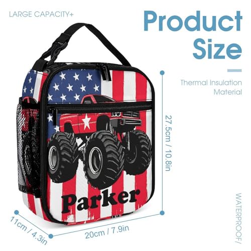 zaaprintblanket Custom Truck Flag Backpack 3 Piece Set Personalized School Backpack with Lunch Bag Pencil Case for Boys Girls Kids4