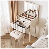 Coiffeuse au design unique : Cet ensemble de coiffeuse sophistiqué et compact est livré avec un tabouret. Élégant et raffiné, il convient aussi bien au salon qu'à la chambre. Cette coiffeuse compacte est un cadeau idéal pour les filles, pour la Saint-Valentin, la fête des Mères ou Noël.