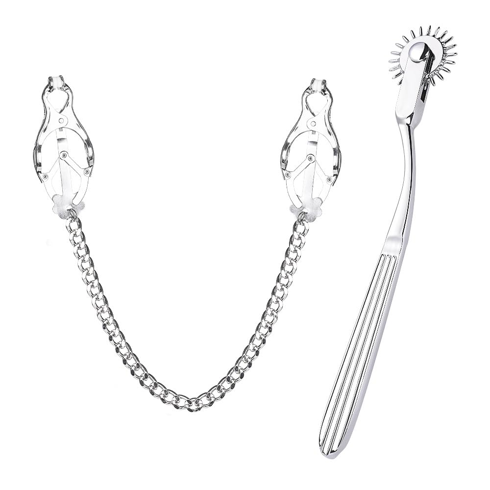 Bondage Masters Nipple Clamps with Wartenberg Wheel, Sex Toy BDSM