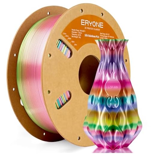 ⚡ ERYONE Silk Rainbow 3D Printer PLA Filament 1.75 +/- 0.03mm, Shiny Multicolor Filament PLA Fast Color Change 1KG(2.2LBS), Metal Luster Rainbow