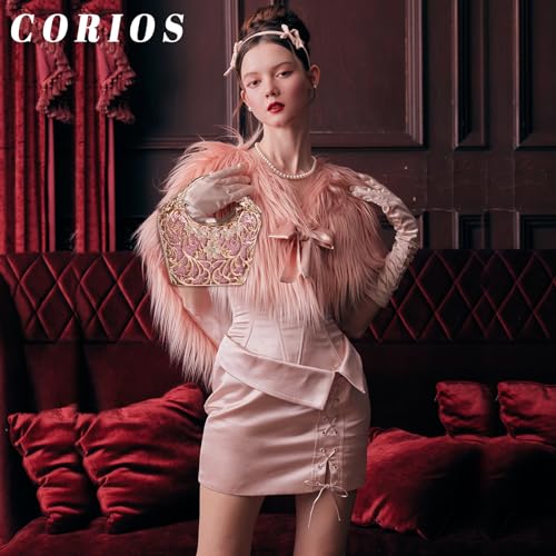 Image of CORIOS Women Rhinestone Evening Bag Sparkly Sequin Purse Crystal Clutch Bag Bridal Wedding Handbag Glitter Shoulder Bag