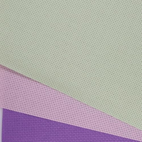 Image of KCS 3 pc of 15 inch x 18 inch(38cmx45cm) Counted Cross Stitch Cotton Aida Cloth Needlework Rolled Fabric Box,14CT,Lavender+Pink+Light Green