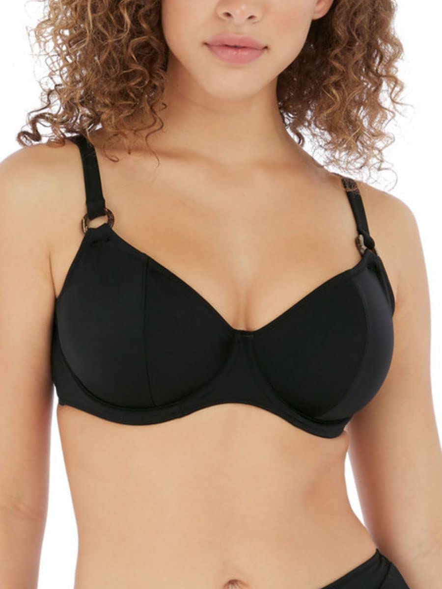 FreyaCoco Wave Plunge Bikini Top Black Black 36D