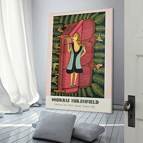 Maurice Hirschfield Poster 1951, Outsider Art Poster, Girl On The Couch Poster, Vintage Poster, Gall Canvas Wall Art Prints For Wall Decor Room Decor Bedroom Decor Gifts 24X36Inch(60X90Cm) Frame-Sty #TOP2