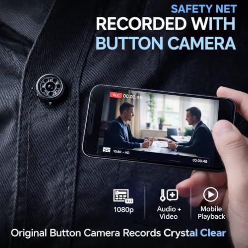 Image of SAFETYNET Non-WiFi Button Style Mini Camera | Full HD 1080P Video Recording | Standalone Body-Worn Camera | 32GB Support | 2-3 Hours Battery Backup | Type-C Charging | Compact & Portable Design