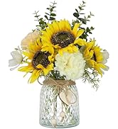 Leftover Faux Flowers in Vase,Artificial Sunflower Bouquets in Vase,Table Centerpieces for Dining...