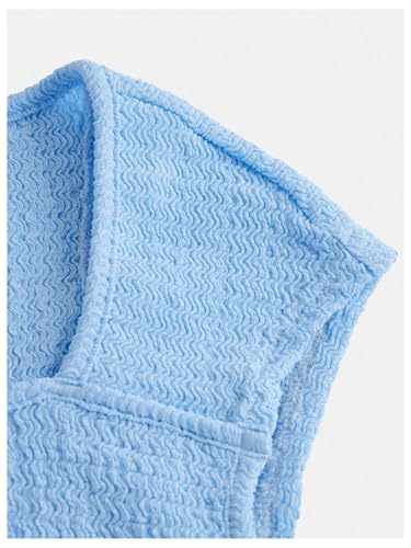 OYOANGLE Girl's Textured Sweetheart Neck Crop Tops Sleeveless Slim Fitted Tee Shirt3