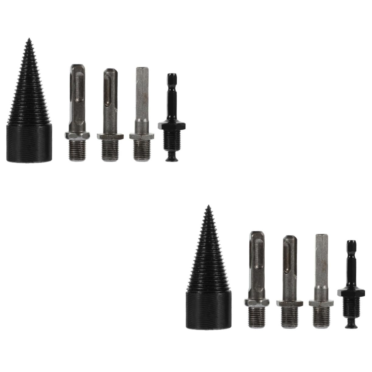 UPKOCH 2 Set Manufatto Di Legna Da Ardere Punta Da Trapano Per Spaccalegna Trapano Spaccalegna Punta Da Trapano Per Spaccare Il Legno Coni Spaccalegna Black Acciaio Al Carbonio 5 Pezzi*2
