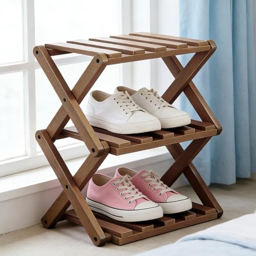 Rangement chaussures bois réglable 3 niveaux meuble peu encombrant pour entrée et chambre - 4