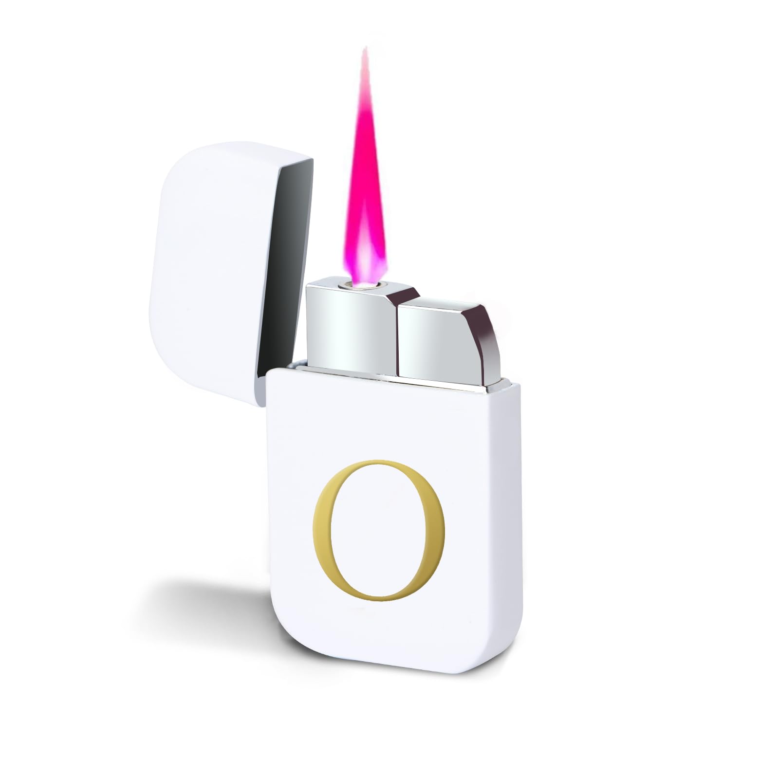 Pink Flame Torch Lighter Initial Lighter for Women Elegant Gold Wind Resistant Butane Refillable Gas Torch Lighter with