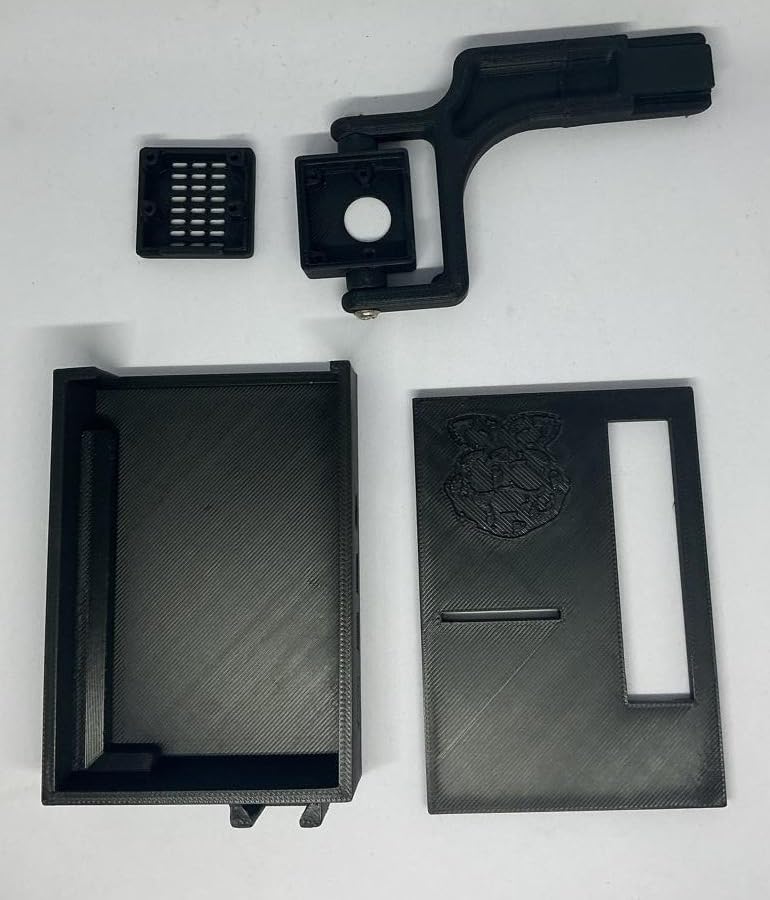 Image of Black Raspberry Pi 4 (Model B) Protective Case with Adjustable Pi Camera Mount - 3D Customized, Portable, Durable & Ventilated Enclosure for Secure Housing and Easy Access (Pack of 1)