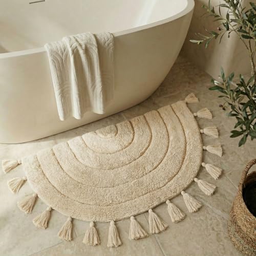 Beautiful Boho Rug with Tassels for Your Bathroom -...