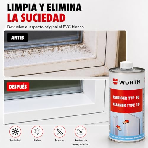 Wurth Limpiador PVC Tipo 10 para mantenimiento de ventanas 4