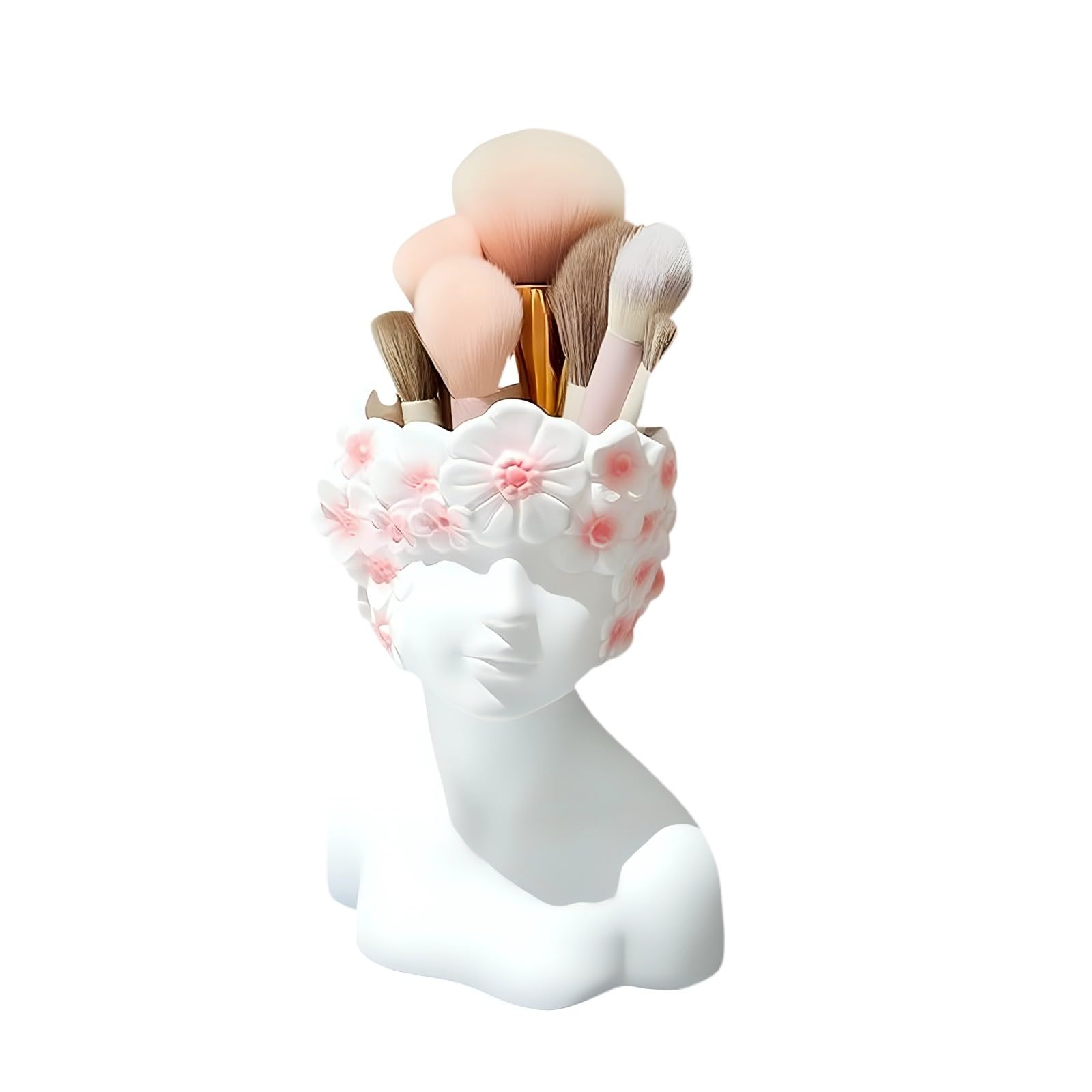Kaeltsyn Artistic Side Face Designs Cosmetic Brush Holder for Organized Makeup Tool Storage with Resin Construction Cosmetic Brush Holder