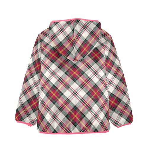 GuoChe Christmas Plaid Scotland Red Boys Hooded Fleece Jacket2