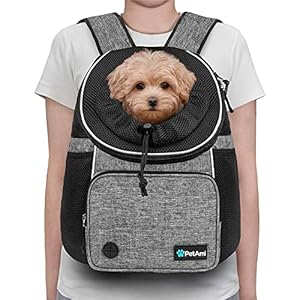   PetAmi-Dog-Front-Carrier-Backpack-Adjustable-Pet-Cat-Chest-Ventilated-Dog-Carrier-for-Hiking-Camping-Travel-Small-Medium-Puppy-Large-Cat-Carrying-Bag-Max-10-lbs-Gray