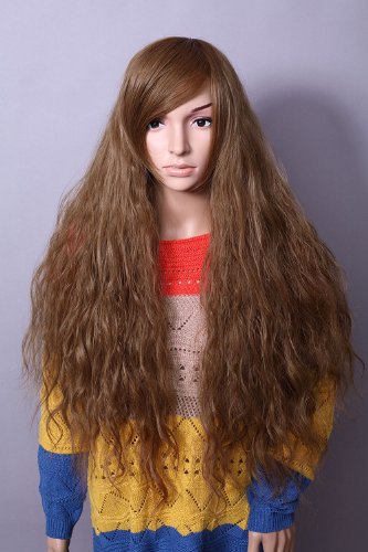 Natural Special Long Wavy Curly Light Brown Fluffy Party Wig Daily Hair Wig 5 different colors(HMZ-233 AG))