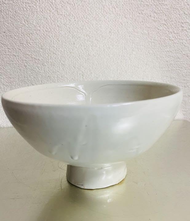 Yuriko Morioka White Porcelain Rice Bowl, Matcha Bowl, Tea Ceremony, Purchased at Odawara Nanohana