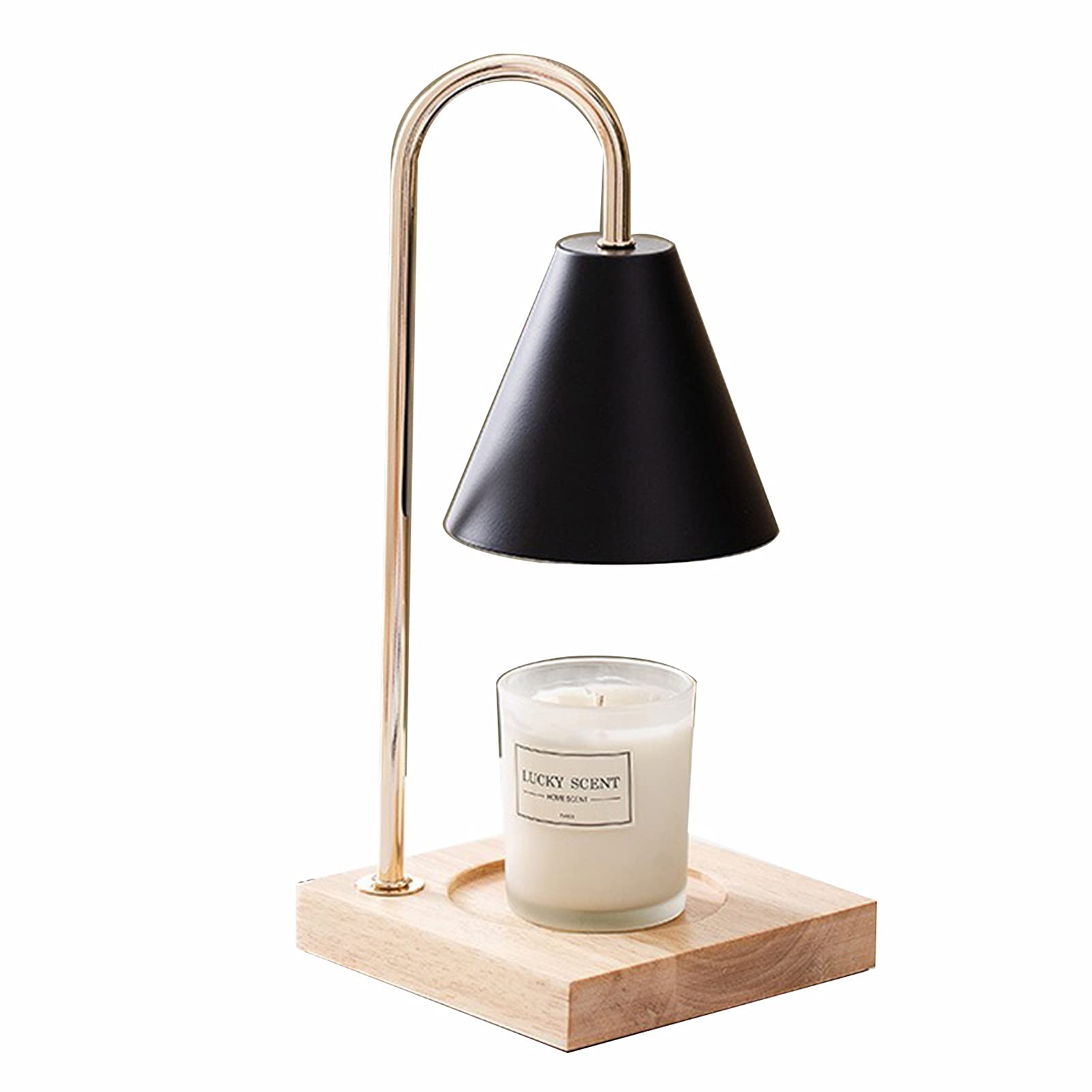 Lámpara de Cera de Vela para Perfumado, para Derretir Velas de Arriba Hacia Abajo, Lámpara de Ayuda para Dormir del Dormitorio, Lámpara de Calentador Más Caliente ( Color : Black , Size : Wood base )