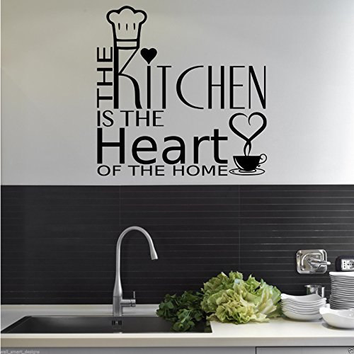 Wall Smart Designs Küche Herz der Heim Wand Zitat Aufkleber Wandbild 2 - Silver Glanz, Mittelgroß: 45cm X 45cm Wall Smart Designs Küche Herz der Heim Wand Zitat Aufkleber Wandbild 2 - Silver Glanz, Mittelgroß: 45cm X 45cm