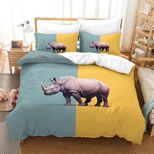 Housse de couette rhinocéros impression 3D haute définition en microfibre