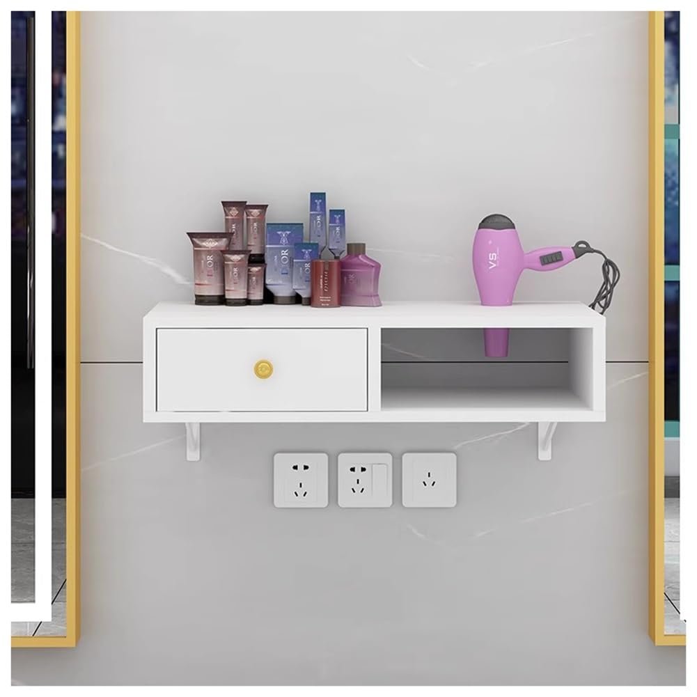 Estación de estilo de montaje en pared con cajón y soportes para secador de pelo para organización de salón y spa
