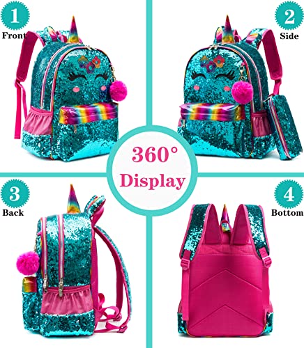 Unicorn Backpack For Gilrs Sequin Backpacks For Elementary Preschool Students Kids School Backpack With Lunch Box For Teen Girls #TOP2