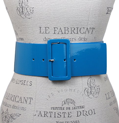 Ladies High Waist Patent Leather Wide Fashion Square Belt2