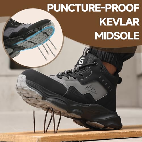 Image of Steel Toe Work Shoes for Men, Lightweight Safety Shoes with Puncture Resistant Midsole, Comfortable Protective Work Shoes for Warehouse Factory Light Construction