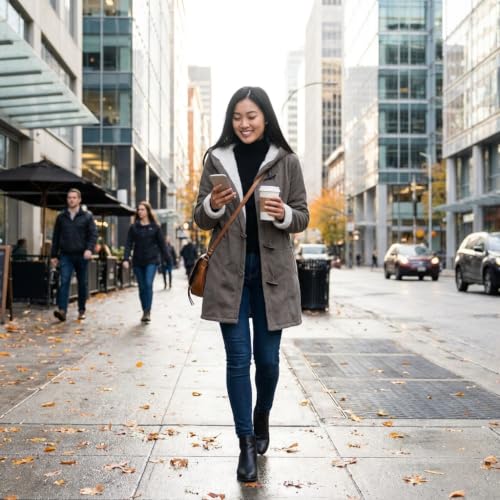 Womens Parka Coats Sherpa Fleece Lined Pea Coats Winter Hooded Jackets - image 6