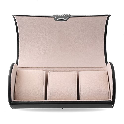 Scatola in pelle per 3 orologi, colore: nero