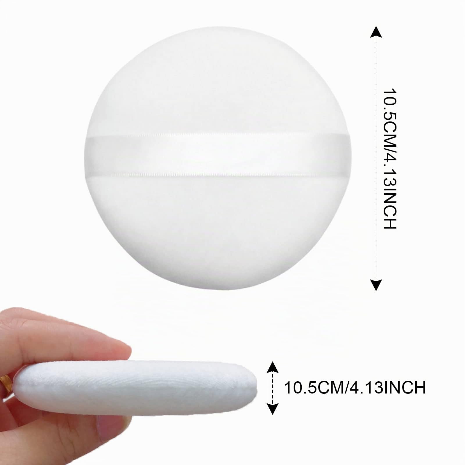 TSHAOUN 4 Pezzi Soffio di Polvere Rotondo,10.5 cm Soffietti in polvere soffici e soffici per il corpo, con nastro,per Cipria Fondotinta Polvere Cosmetica e Fard,per Viso Corpo(4 Pcs)