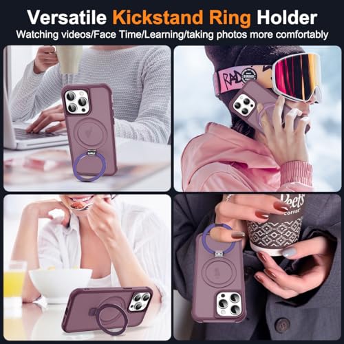 SKYLMW Compatible with iPhone 12 Pro Max Case & iPhone 13 Pro Max Case with Invisible Magnetic O-Ring Stand Translucent Phone Cases 6.7" [Compatible with Mag-Safe][Great Grip Feeling], Wine Red by SKYLMW - Used condition - Image 5