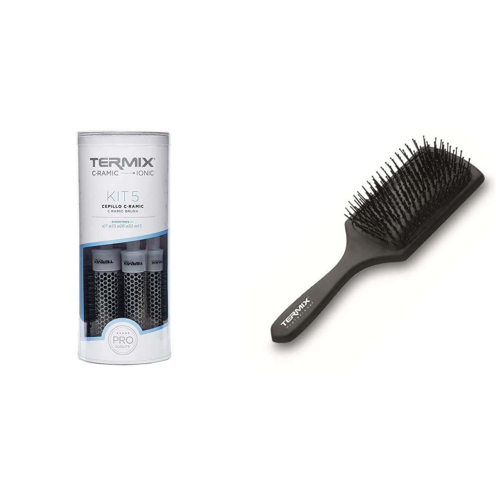Termix C·Ramic Pack 5 cepillos de pelo. El Pack incluye los di & Termix Cepillo de pelo neumático para desenredar, color negro