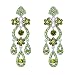 EVER FAITH® Bridal Silver-Tone Flower Vase Chandelier Earrings Austrian Crystal Green