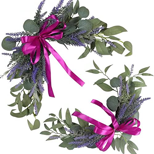 H&W 2pcs Artificial Wedding Arch Flowers for Sign, Floral Swag Dusty Decor for Reception Ceremony Backdrop Sweetheart Table (Lavender)