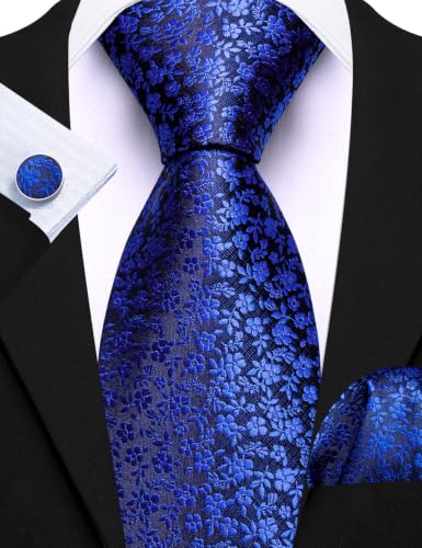 Image of Barry.Wang Men 6PCS Tie Silk Gift Necktie Clip Woven Tie Sets Party | Men Tie Classic Silk Gift Necktie With Tie Clip Jacquard Woven Neck Ties 6PCS Formal Wedding