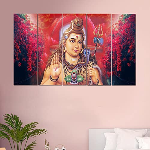 Image of Maxstone Shiva Shiv Shivji Bholebaba Mahadev Wall Painting for Living Room, Bedroom, Office, Hotels,Drawing Room Wooden Framed Digital Painting (30x60 inch) M1157
