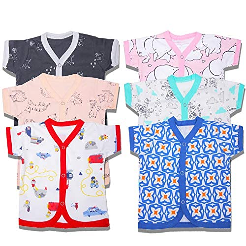Baybee Baby Boys and Baby Girls Baby Cotton Jhabla/100% Cotton Baby Unisex Regular Fit Clothing Set - Baby Top Jablas/Newborn Baby Dress T-Shirt,Assorted Colour Pack of 6