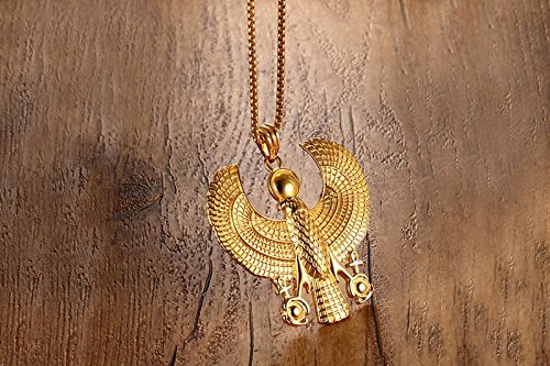 JAJAFOOK Mens Stainless Steel Egyptian Horus Bird Pendant Necklace,24" inches Chain3