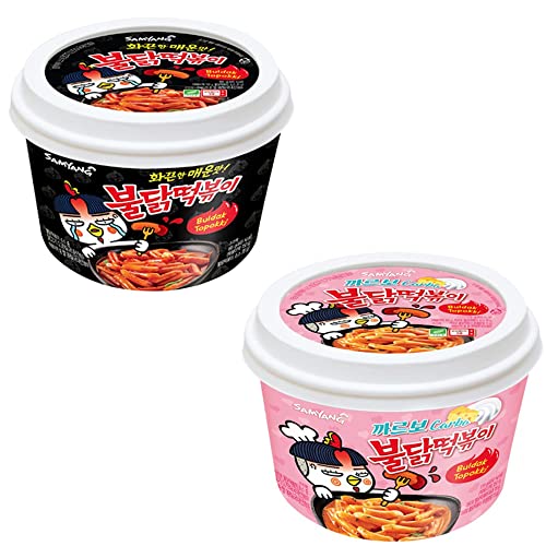 Samyang Hot Chicken Rice Cake(Topokki) Bowl (Pack of 2) (Original + Carbonara) 180.0 gram BBD: 10 August