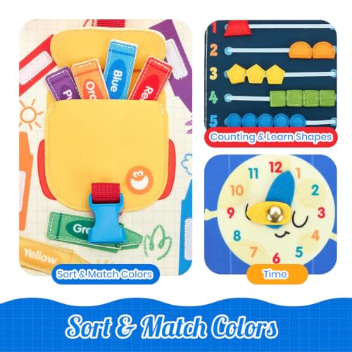 Image of PATPAT A Day at Kindergarten Activity Busy Binder Book for Toddlers 1-3