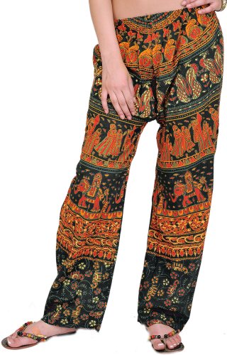 Image of Exotic India Casual Trousers from Pilkhuwa with Printed