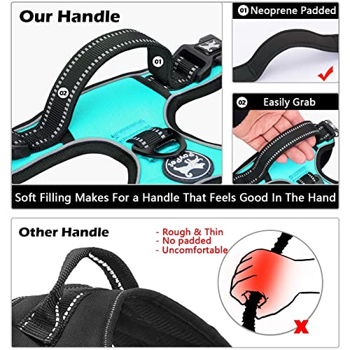 PoyPet No Pull Dog Harness, No Choke Front Clip Dog Reflective Harness, Adjustable Soft Padded Pet Vest with Easy Control Handle for Small to Large Dogs(Mint Blue,L) - Thumbnail 5