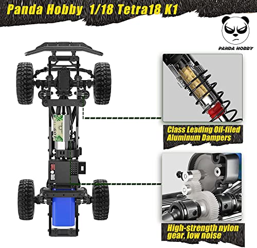 Panda Hobby Sport Tetra K1 1/18 Rtr Scale 4X4 Rock Crawler 4Wd Off-Road Vehicle (Silver Black) #TOP2